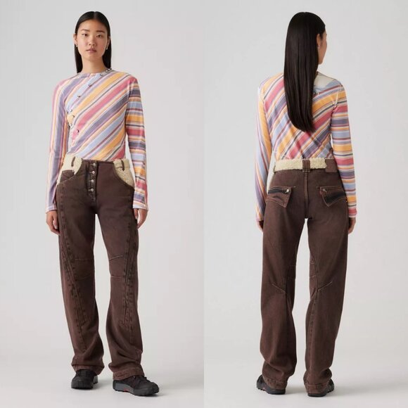 LEVI'S x KIKO KOSTADINOV Brown 'Paneled' Jeans - Picture 2 of 10